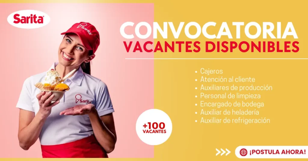 HELADOS SARITA NUEVA OFERTA LABORAL